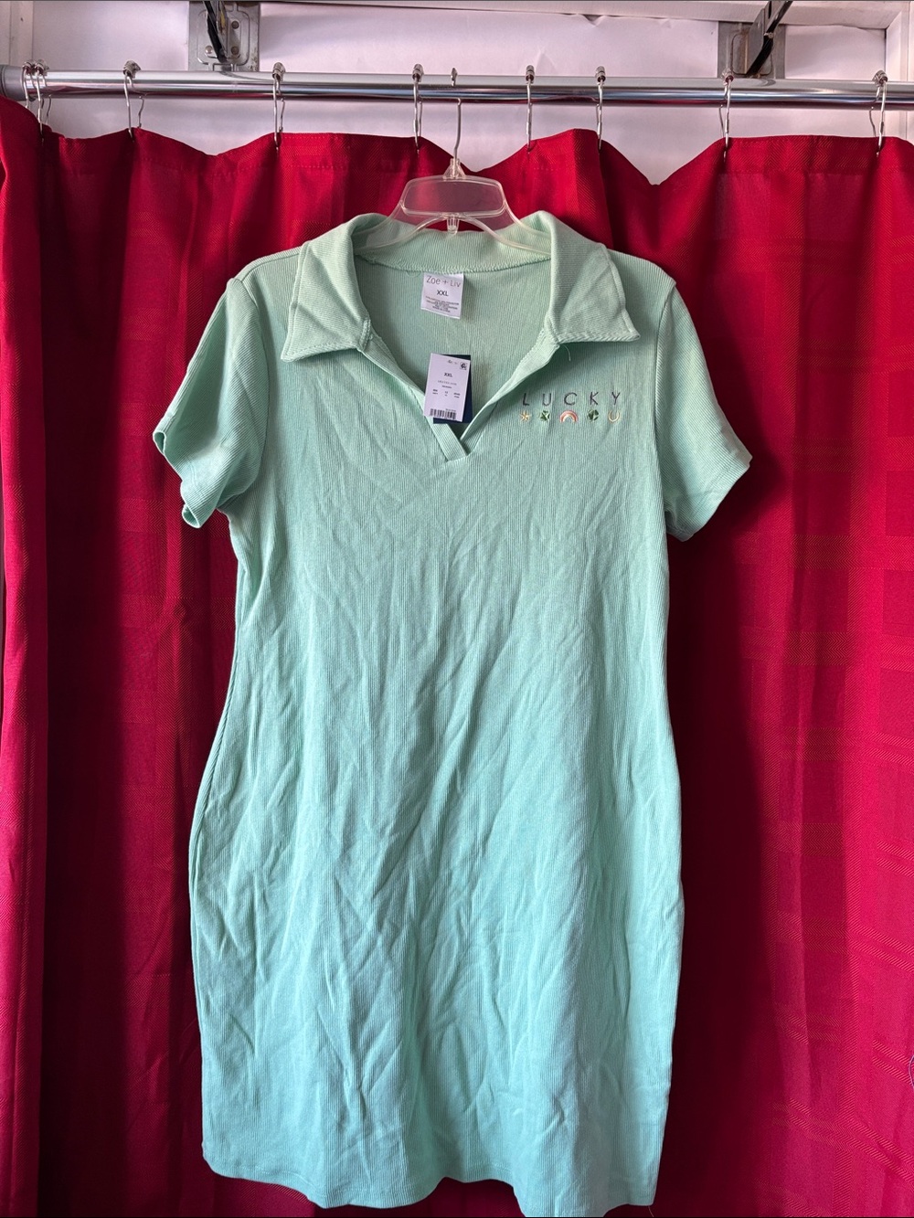 Zoe + Liv Mint Green Polo-Style Midi Dress